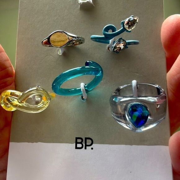 NWT BP BŁUE/CŁEAR RING SET S/M - Picture 3 of 7